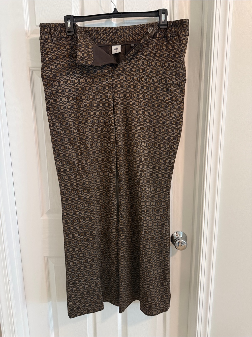 CAbi Brown & Black Geometric Straight-Leg Pants